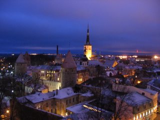 Tallinn, viewed from on high at night